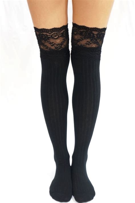 Hosiery And Socks Details About Women Winter Thigh High Over The Knee Socks Long Lace Trim Boot