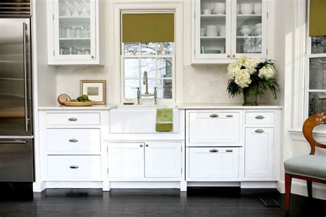 Front view of modern kitchen interior with stylish coffee. Small Farmhouse Sink - Cottage - kitchen - Sage Design