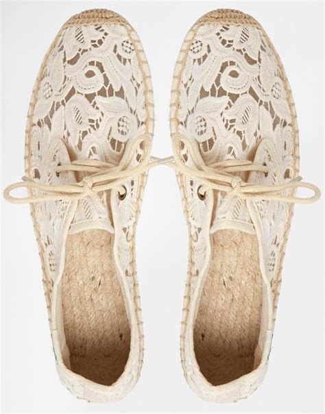 Soludos Derby Lace Up Ivory Tulip Lace Espadrille Flat Shoes At Asos
