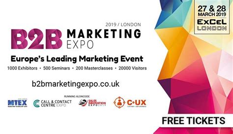 Sign Up For Free Tickets To The B2b Marketing Expo 2019