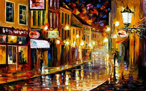 The stretcher bar lining is applied continuously across the back of the canvas and the trapped air creates an air dam that absorbs the energy of. LIGHTS OF THE OLD TOWN — PALETTE KNIFE Oil Painting On ...