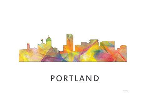 Portland Oregon Skyline Wb1 2015 Digital Art Giclée By Marlene