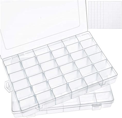 Xamile 2 Pack 36 Grids Plastic Organizer Box With Adjustable Dividers