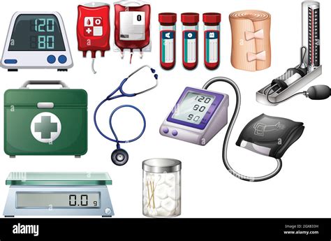 Medical And Nursing Equipments On White Background Stock Vector Image