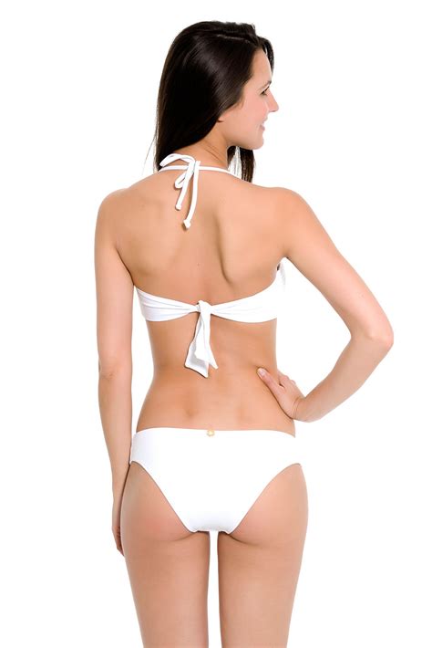White Bandeau Style Swimsuit With Beaded Jewel Evy Magestic