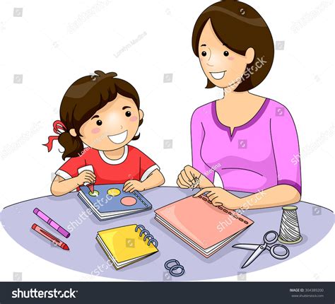 Illustration Mother Teaching Her Daughter How 库存矢量图（免版税）304389200 Shutterstock