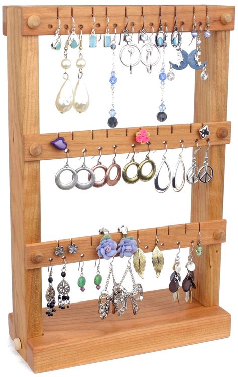 Earring Holder Jewelry Holder Stand Wood Cherry Plus Etsy