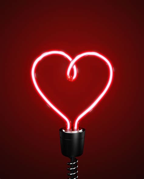 Red Heart Shaped Energy Saving Lightbulb By Atomic Imagery Kırmızı