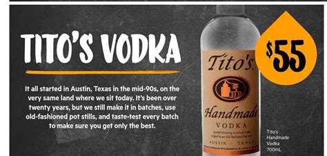 tito s handmade vodka offer at first choice liquor