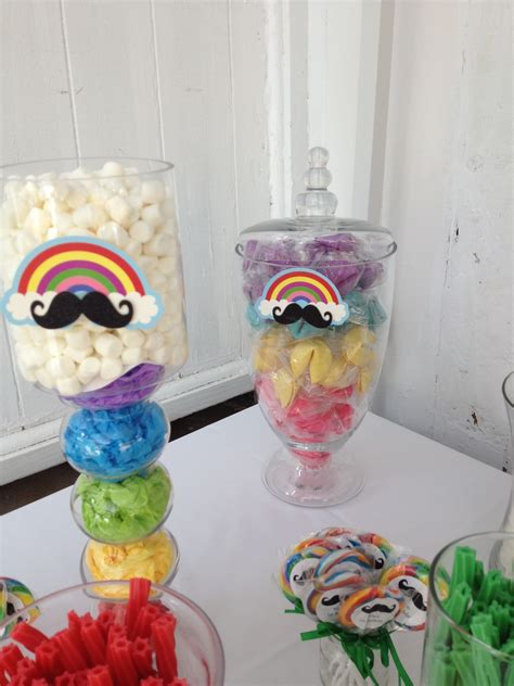 Diy Rainbow And Mustaches Candy Bar Diy Birthday Party Diy Party