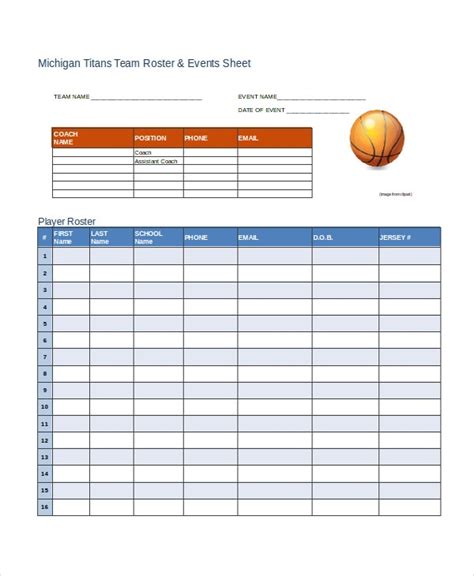 Roster Template 8 Free Word Excel Pdf Document