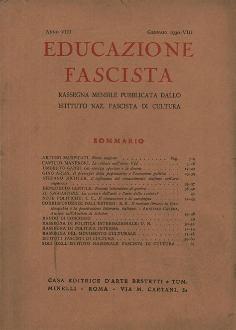 Educazione Fascista Anno Viii 1930 Annata Completa 12 Fascicoli By