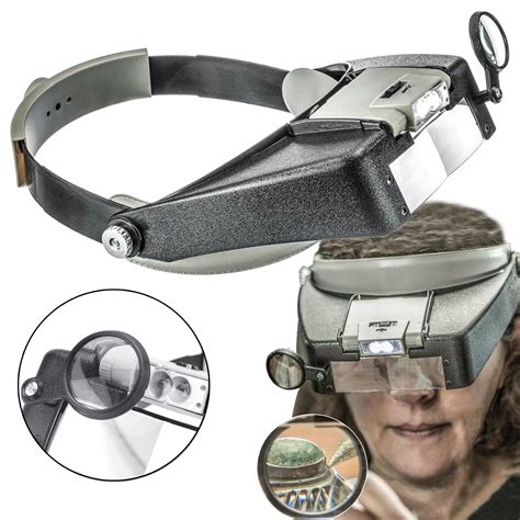 Jewelers Headband Magnifier Led Light Illuminated Visor Magnifying