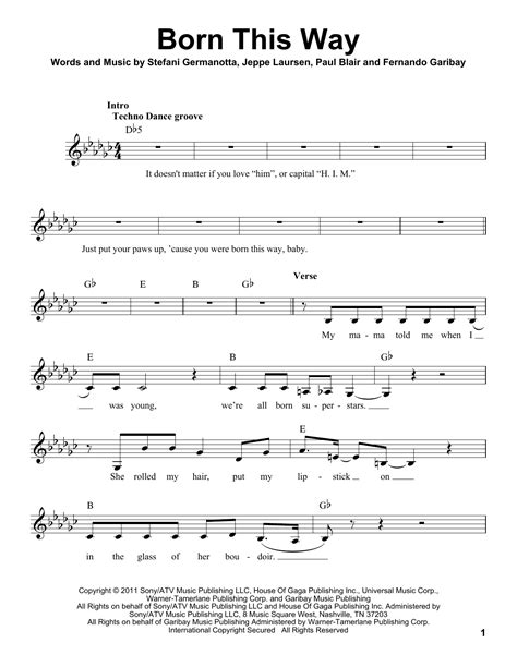 Born This Way by Glee Cast Sheet Music for Pro Vocal at Sheet Music Direct