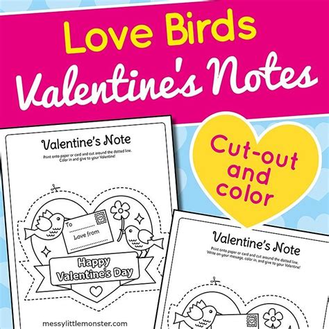 Printable Valentine Cards For Kids Love Birds