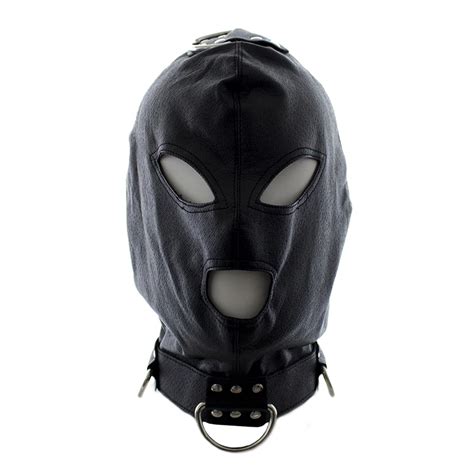 Black Spandex Open Mouth Sex Mask Head Bondage Restraint Hood Mask Flirting Headgear Fetish Mask