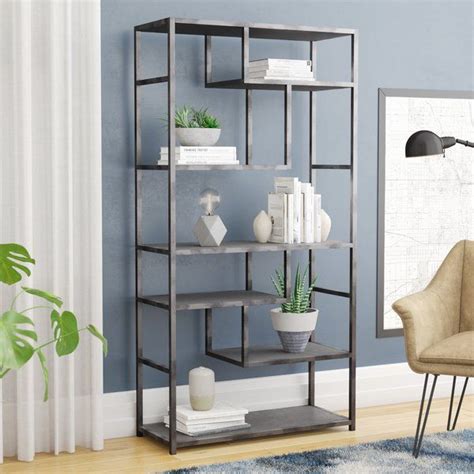 Geometric etageres use both vertical and horizontal lines within the external frame to break up your shelves into. Annabelle Geometric Bookcase | Etagere bookcase, Interior ...