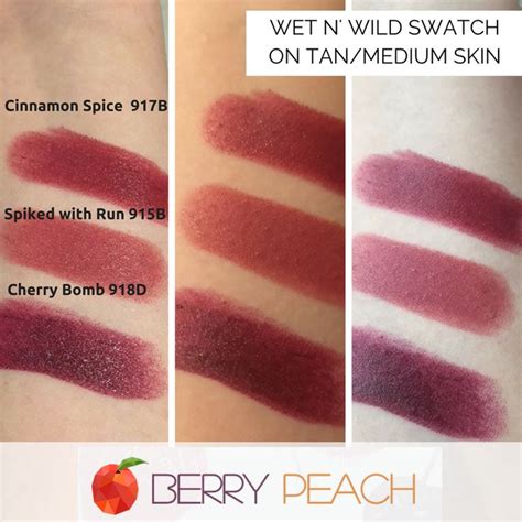 Wet N Wild Lipstick Swatches On Medium Or Tan Skin Similar To Indian Or Arab Skin Cherry Bom