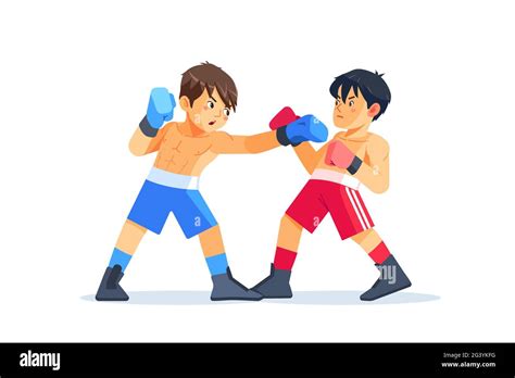 Teen Boys Training Boxing Skills Friends Wearing Gloves Fighting