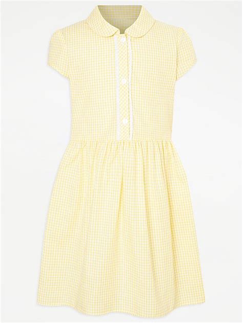 Girls Yellow Gingham School Dress School George At Asda