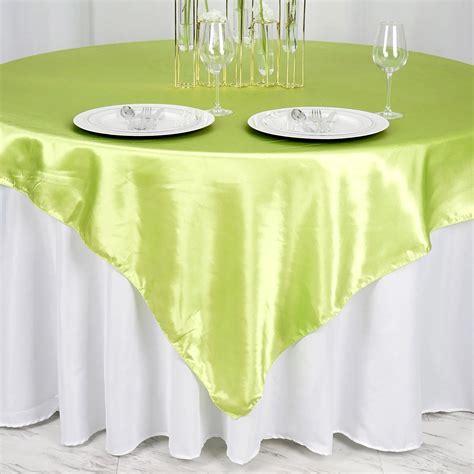 72 X 72 Apple Green Seamless Satin Square Tablecloth Overlay