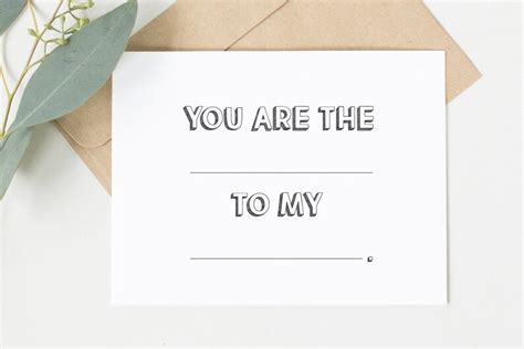 Fill In The Blank Card You Are The Blank To My Blank Etsy