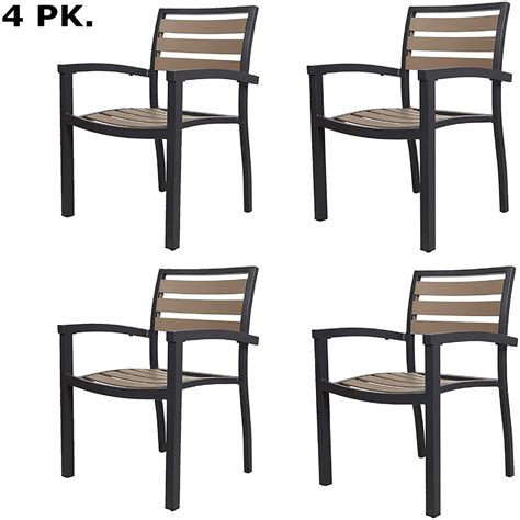 Karmas Product 4pk Patio Chairs Outdoor Dining Chair Stackable Armchair