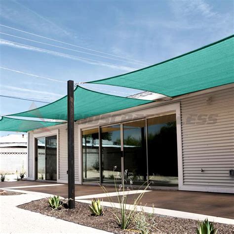 Tensioned or tensile fabric structures are canopies that feature cabling or wiring that helps provide crucial support to a building structure by tensioning in the membrane system. Turquoise Rectangle Sun Shade Sail Fabric Garden Patio ...