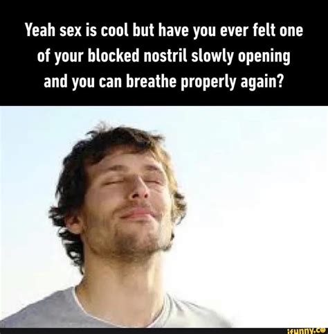 yeah sex is cool but have you ever felt one of your blocked nostril slowly opening and you can