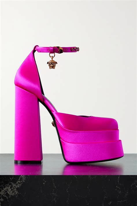 versace medusa aevitas embellished satin platform pumps in pink modesens