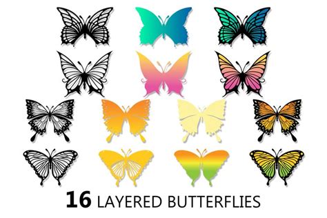 Layered Butterflies Svg Vector Files 291400