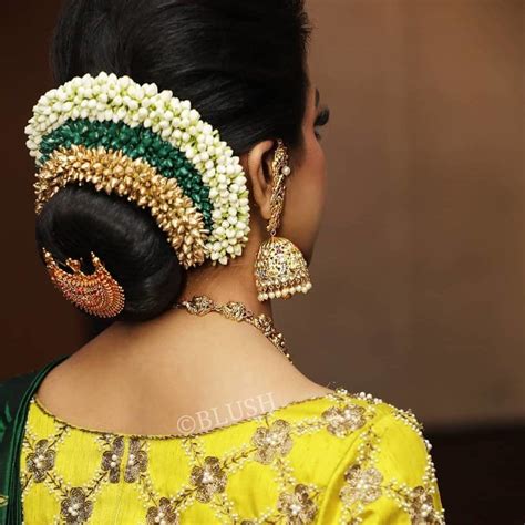 Image viamakeovers by lavanya★ 5. Floral Bun Hairstyles for Brides this Wedding Season in 2020 | Indian bride hairstyle, Bride ...