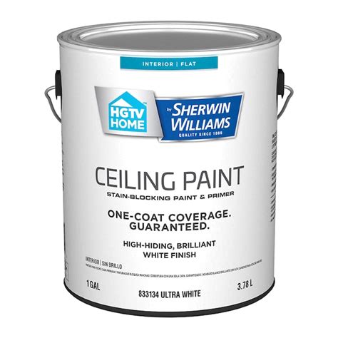 Hgtv Home By Sherwin Williams Flat White Ceiling Paint And Primer 1