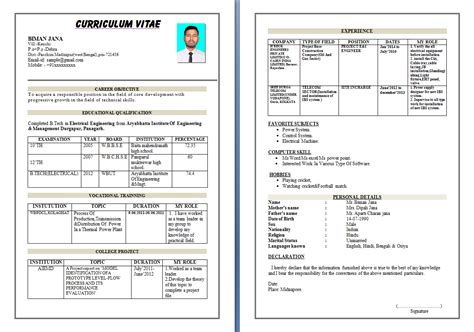 It focuses more on your skills rather than work experience, which is perfect for a recent. cv format for B.tech students » Picture Density
