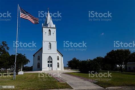 American Flag And Country Catholic Church Stock Photo Download Image