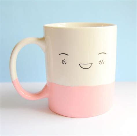 Happy Face Pink Mug Smiley Teacup Coffee T