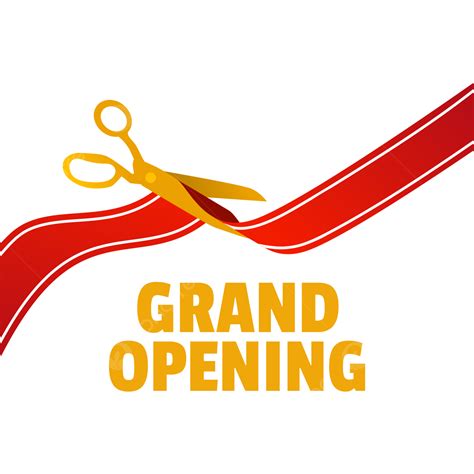 Grand Openings Clipart Transparent Background Gold Scissor Cut Red
