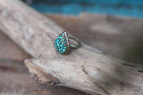 Vintage Turquoise Ring Adjustable Ring Handmade Bespoke