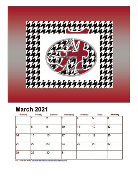 University Of Alabama 2021 Wall Calendar 2024 Calendar Printable