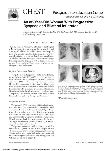 Pdf An 82 Year Old Woman With Progressive Dyspnea And Bilateral
