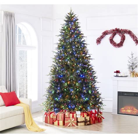 naomi home multi color lights pre lit artificial christmas tree with stand green 9 ft walmart