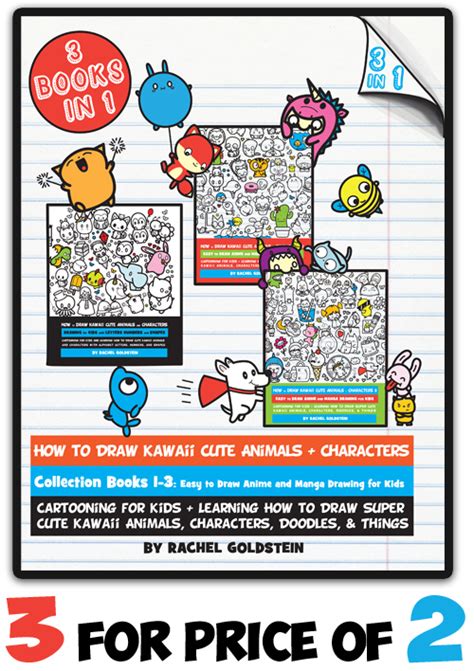 How To Draw Kawaii Cute Animals Characters Collection Books 1 3 How