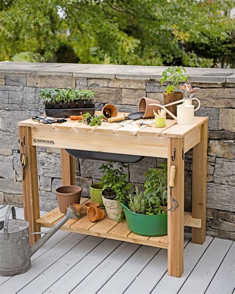 Potting Bench Cedar Potting Table With Soil Sink