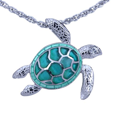 Green Sea Turtle Necklace Sterling Silver And Fine Enamel By Guy Harvey Turtle Jewelry Sea