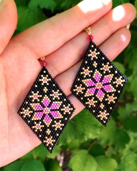 Miyuki Delica Earrings Seed Beads Earrings Bead Weaving Brick Stitch