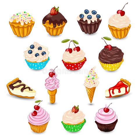 Set Of Vector Desserts Stock Vector Illustration Of Celebration 92079388