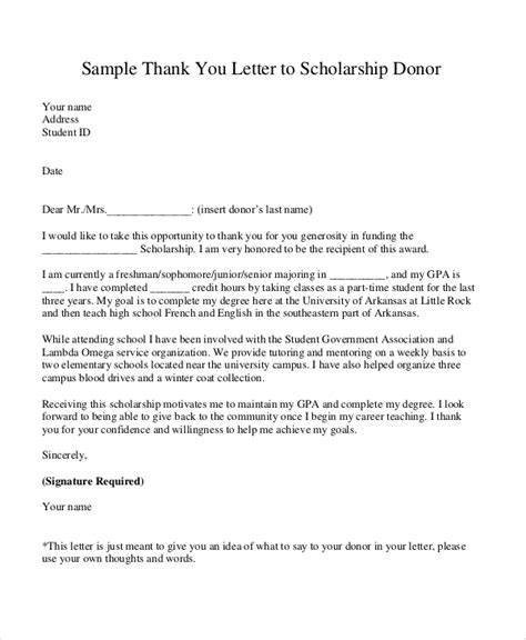 Free 11 Sample Thank You Letter For Scholarship In Ms Word Pdf