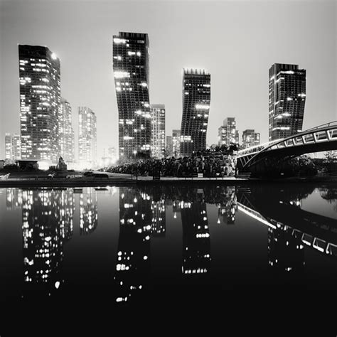 Black And White Bridge City Light Night Image