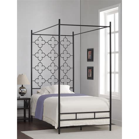 Complete canopy bed w/tall posts and finials. modern wrought iron single beds - Google Search | Canopy ...