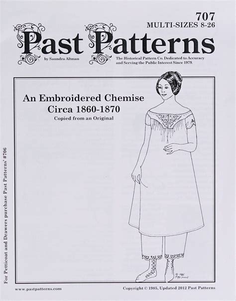 Past Pattern Two Chemises 1850 1870 Sewing Pattern